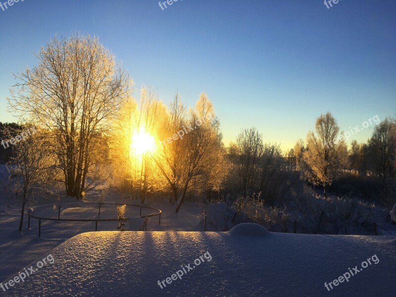 Sunrise Ultervattnet Morning Winter Snow