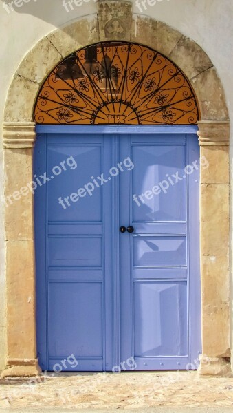 Door Old Traditional Wooden Blue