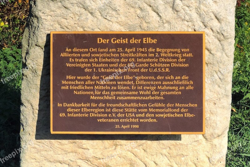 Memorial Plaque Torgau Elbe Saxony English