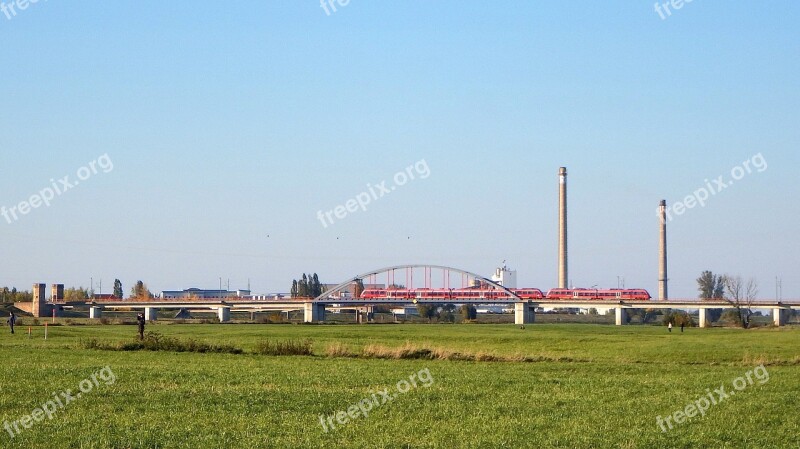 Landscape Bahnbrücke Bridge Towers Torgau