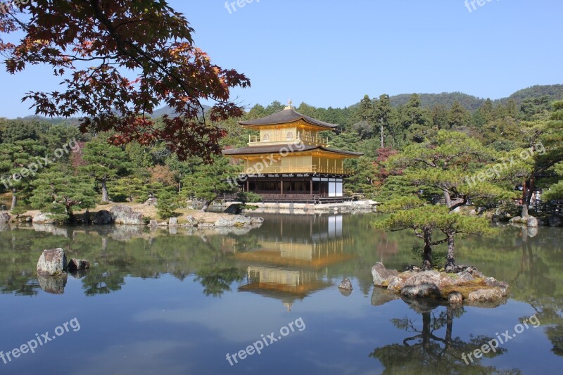 Kinkaku Ji Kyoto Japan Autumnal Leaves Autumn