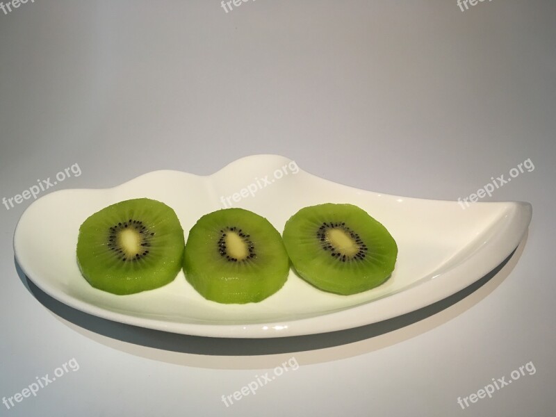 Kiwi Kiwi Slices Creative Dishes Wave Plate Kiwi Green Heart