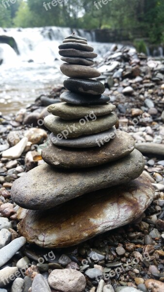 River Stones Tower Weir Water