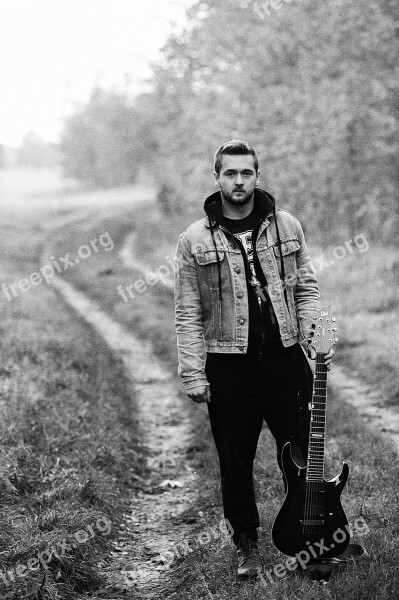 Young Man Guitarist Man Music Guitar