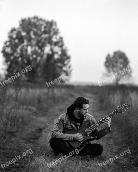 Young Man Guitarist Man Music Guitar