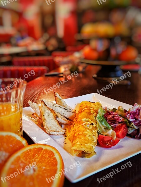 Omelet Orange Breakfast Free Photos