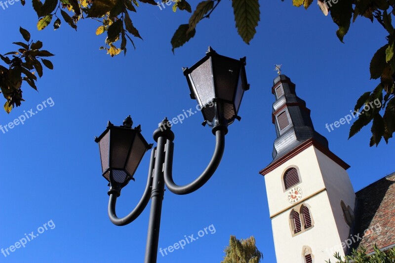 Blue Sky Church Buildings Autumn Mood Free Photos