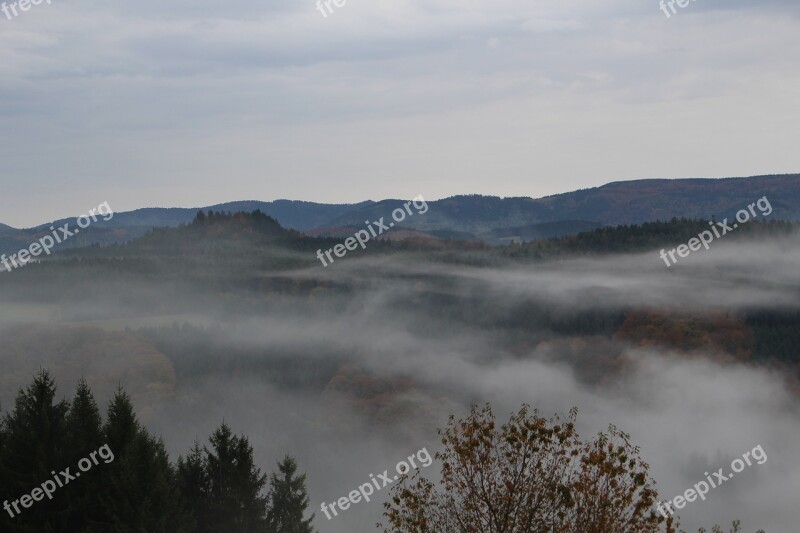 Black Forest Autumn Landscape Atmosphere Fog