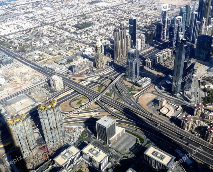 Skyscrapers Intersection View Dubai Emirates