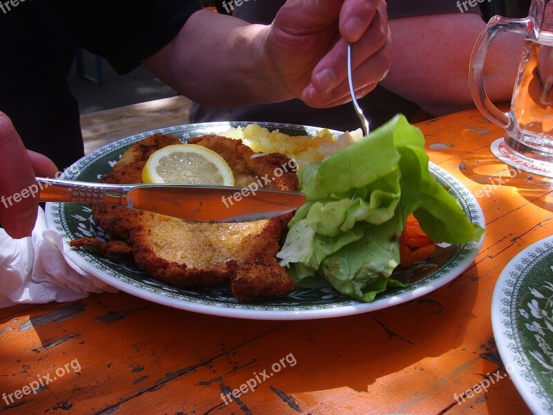 Schnitzel Eat Pork Cutlet Breaded Free Photos