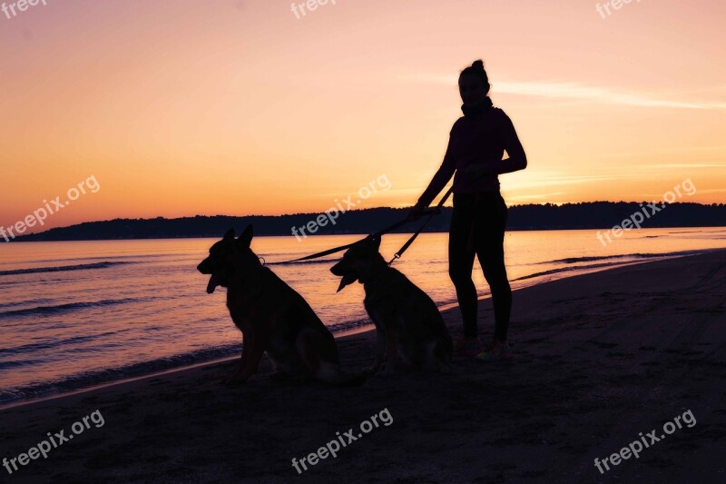 Woman Silhouette Seaside Silhouette Woman Silhouette Seascape