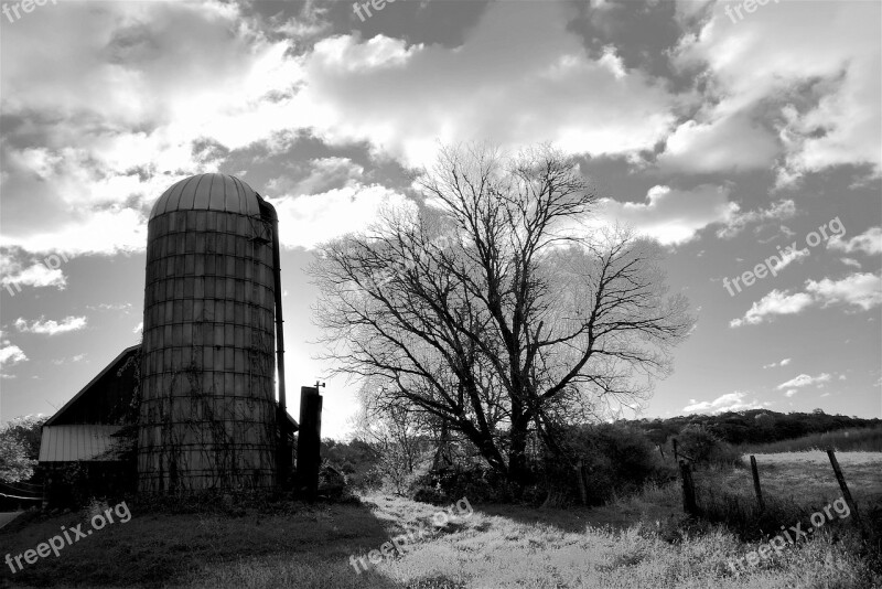 Barn Silo Farm Rural Farming