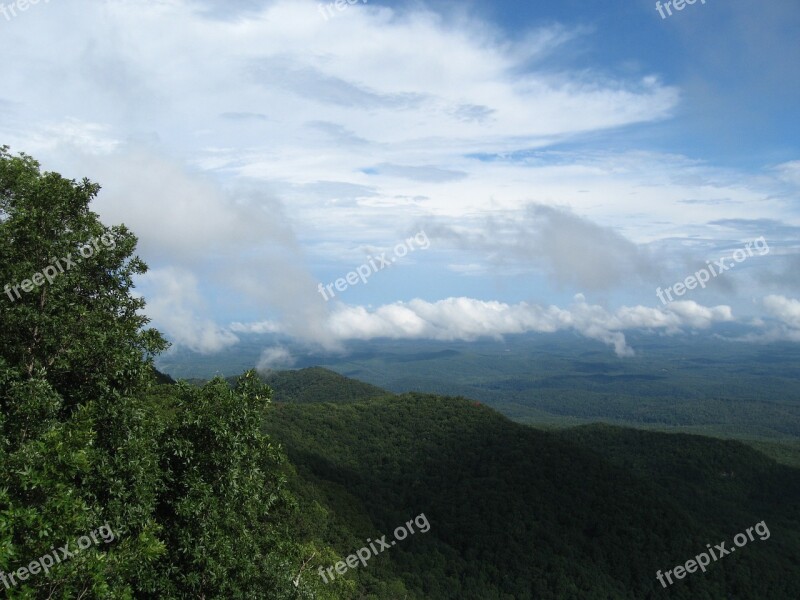 Caesar's Head Low Clouds Mountains Fall Landscape