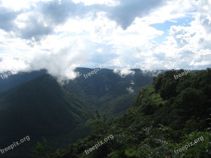 Caesar's Head Low Clouds Mountains Fall Landscape