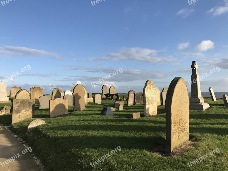 Graveyard Sea Coast Newbiggen Free Photos