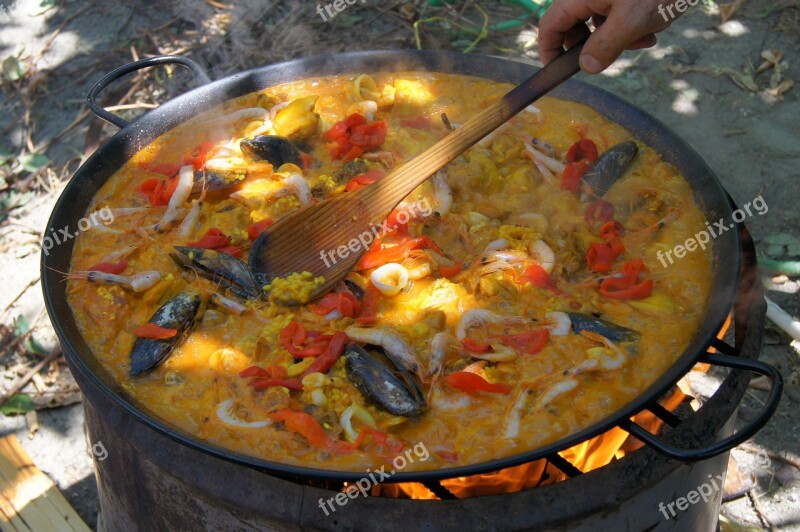 Paella Cook Eat Out Fire