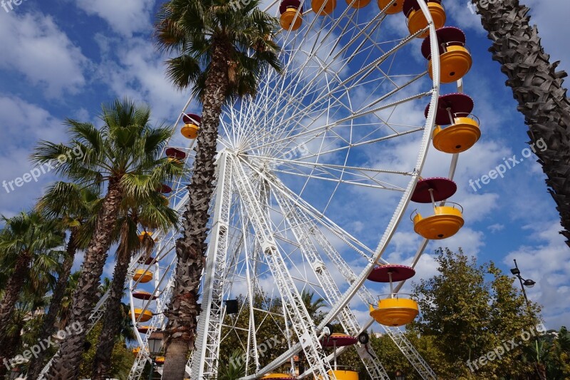 Ferris Wheel Palm Trees Mediterranean Free Photos