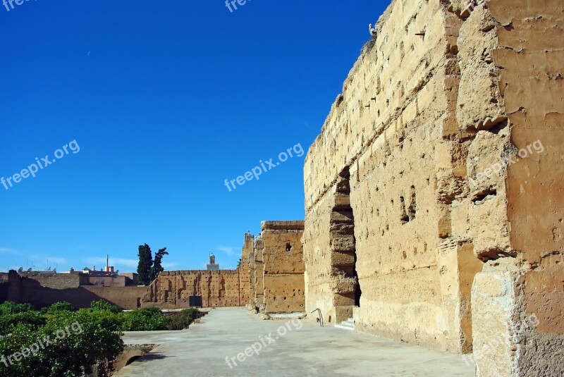 Morocco Marrakech Palace Baadi Ruins Walls