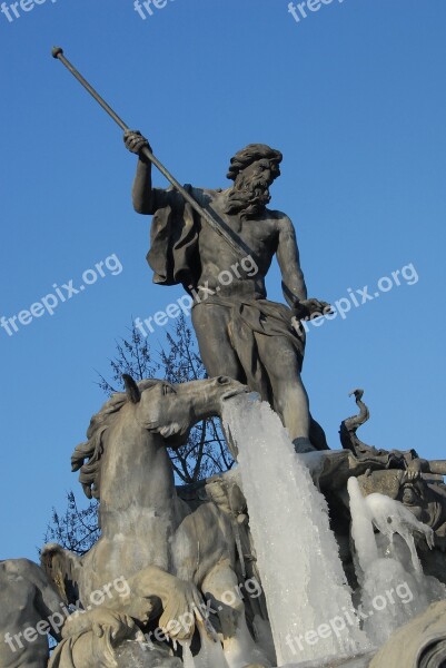 Horse Neptune Trident Statue Ice