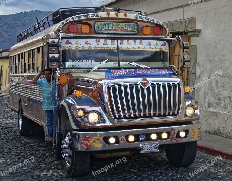 Bus Transport Vehicle Nostalgia Colorful