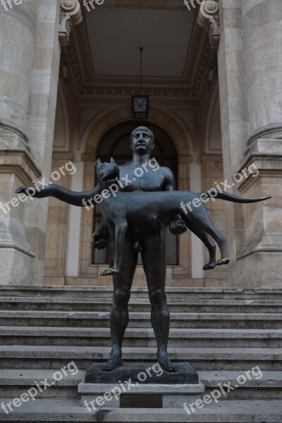 Bucharest Romania Statue Architecture The Building