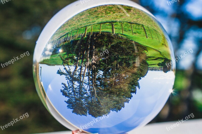 Lensball Scenery Farm Trees Landscape