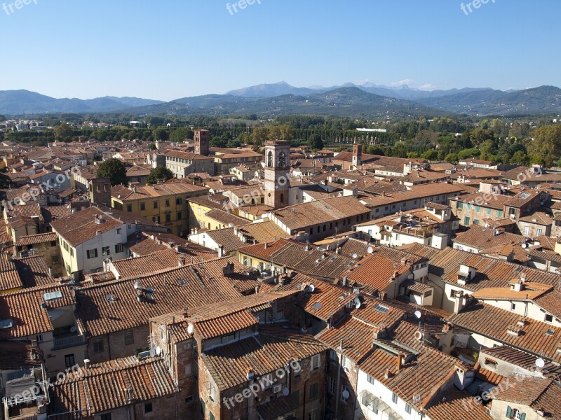 Lucca City Roof Roofs Mountains