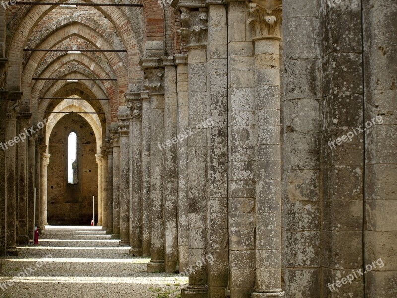 Abbey San Galgano Tuscany Ruin Columnar