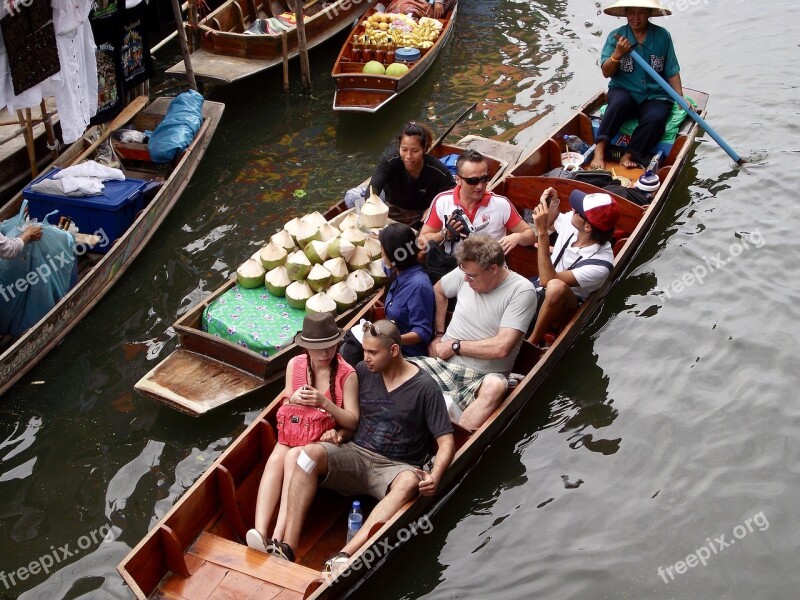 Thailand Floating Market Boats Water River