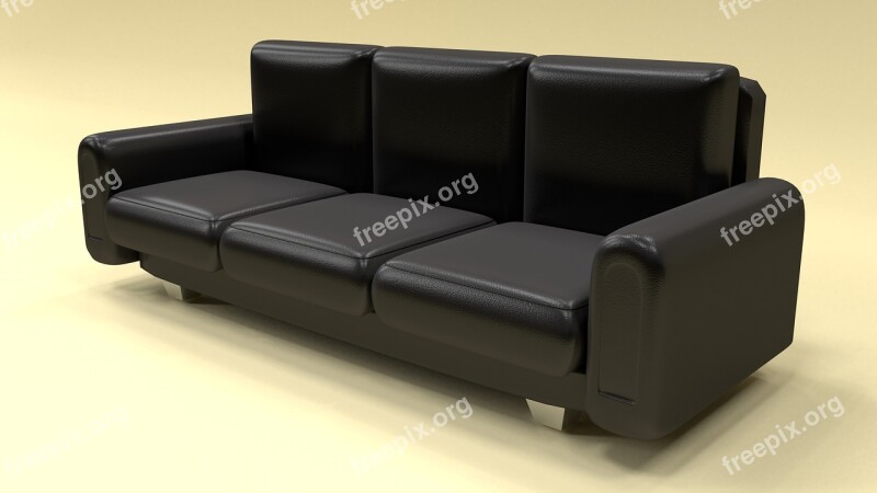 Leather Sofa Furniture Home Modern Black Leather Seat