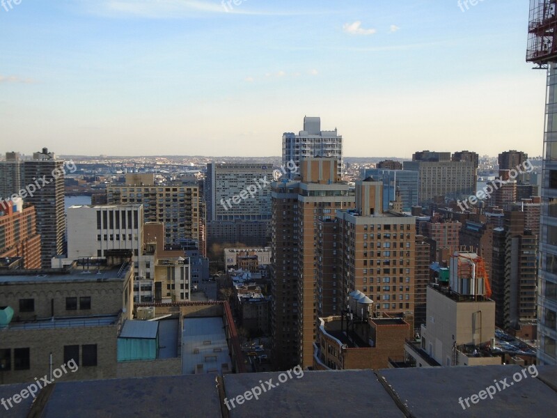 New York Skyline Park Avenue South Manhattan View From The Roof