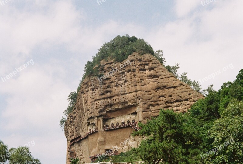 Mountai Grotto Buddha Statues Plank Travel