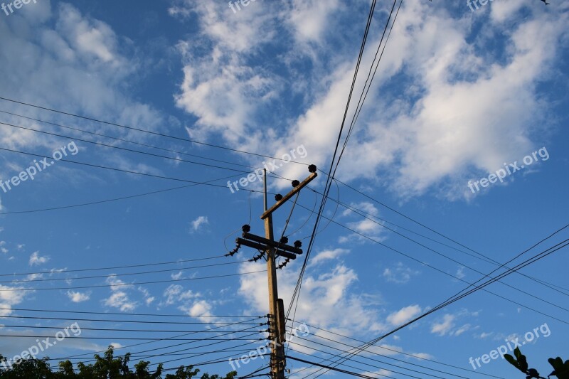 Electricity Post Sky The Air Wiring Cable