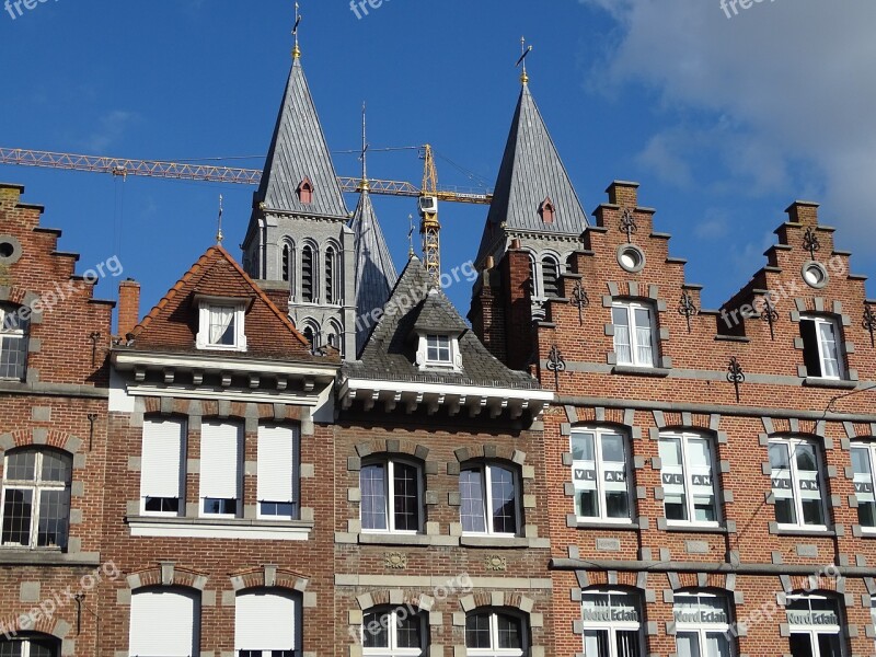 Tournai Large Square Cathedral Houses Facade