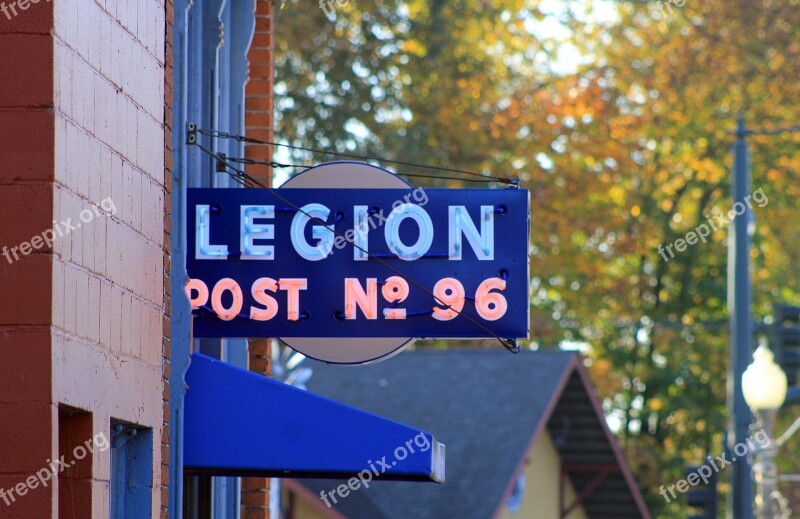 Building Legion Hall Sign Trees