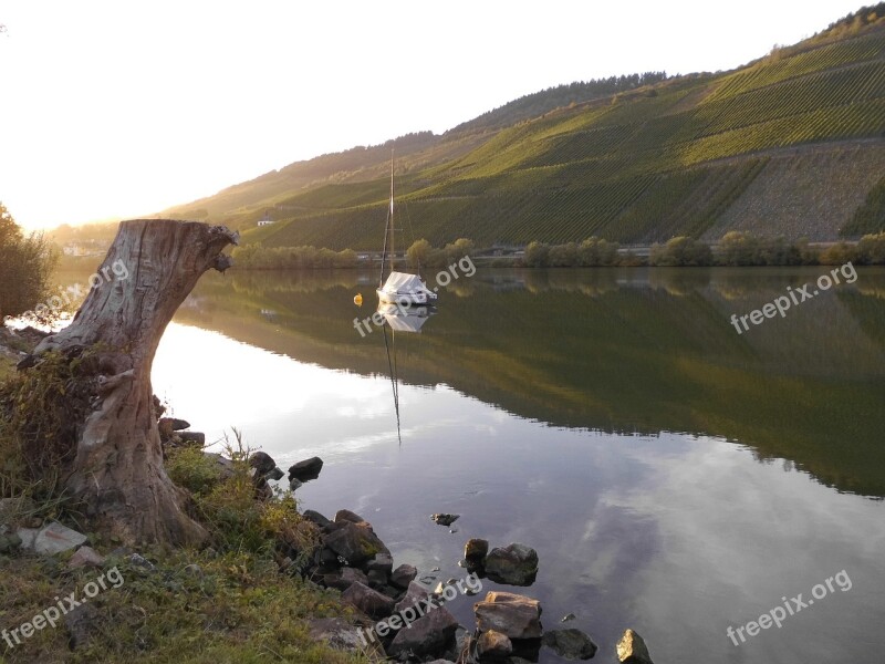 Mosel Bank Evening Autumn Morning Anchorage