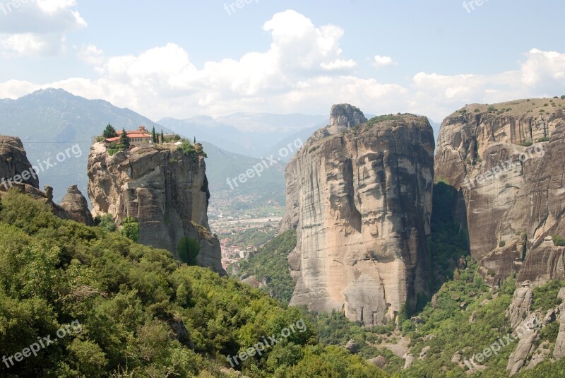 Meteors Greece Monastery Nature Landscape