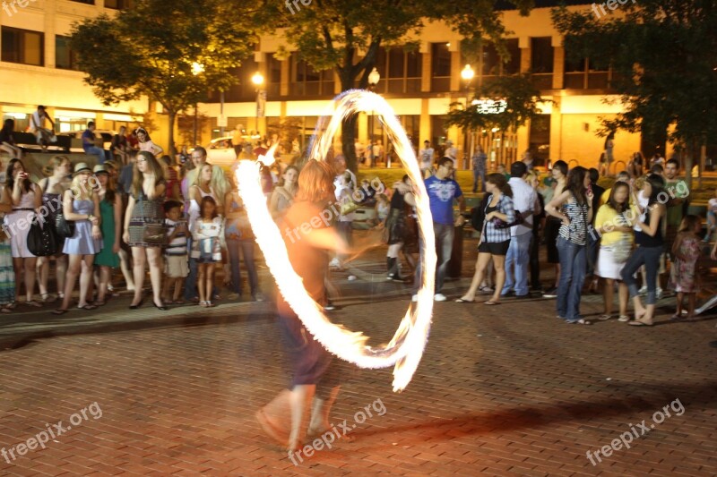 Fire Show Slow Motion Long Exposure People