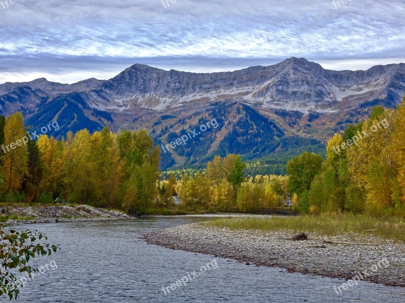 Autumn Mountains Forest River Biking