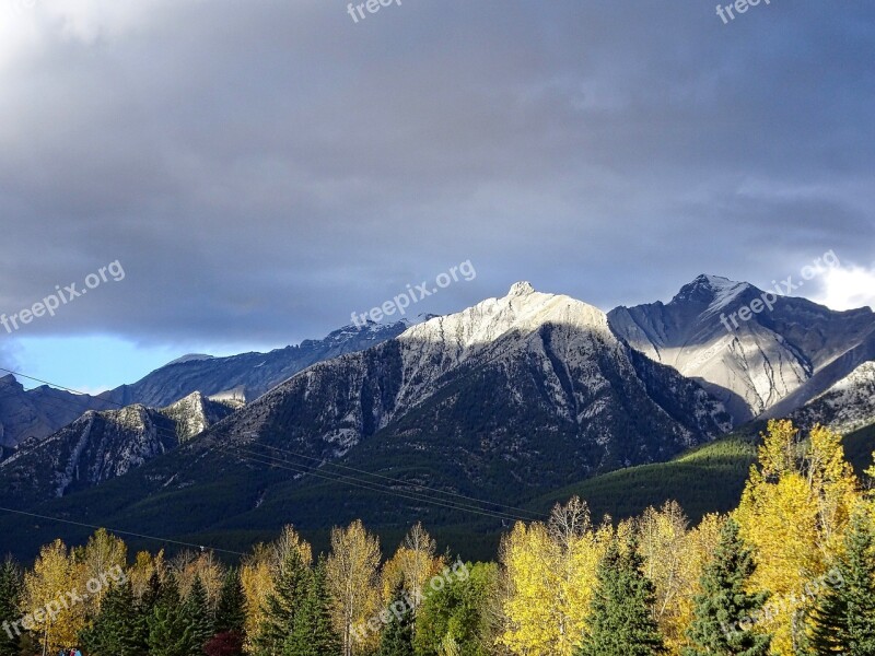 Light Autumn Mountains Forest Rockies