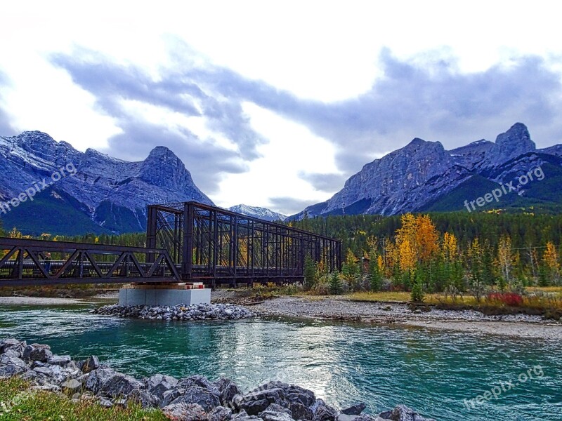 Autumn Mountains Forest River Biking