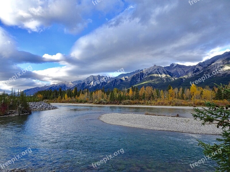 Autumn Mountains Forest River Rockies