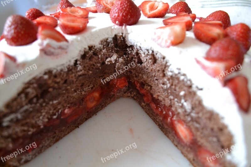 Cake Strawberry Cake Strawberry Food Cream