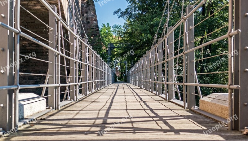 Kettensteg Bridge River Nuremberg Historic Center