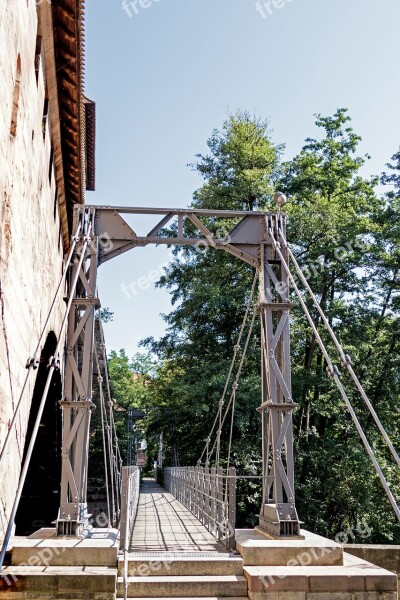 Kettensteg Bridge River Nuremberg Historic Center