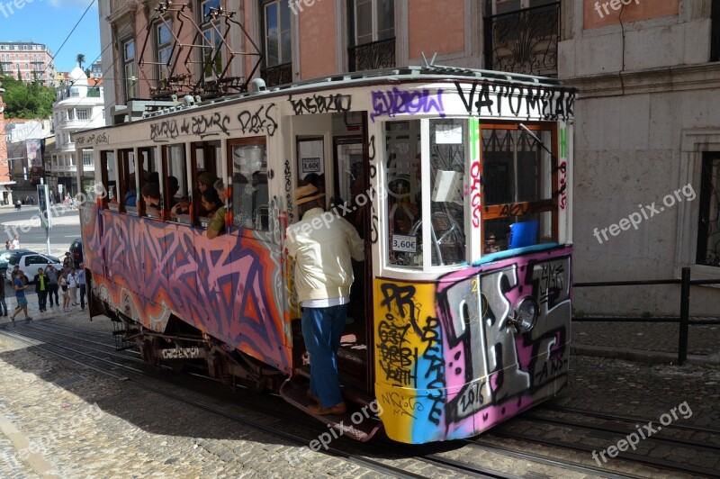 Tram Lisbon Portugal Historic Center Means Of Transport