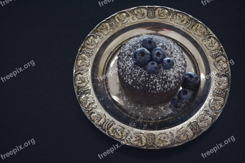 Chocolate Souflee Blueberry Dessert Sweet