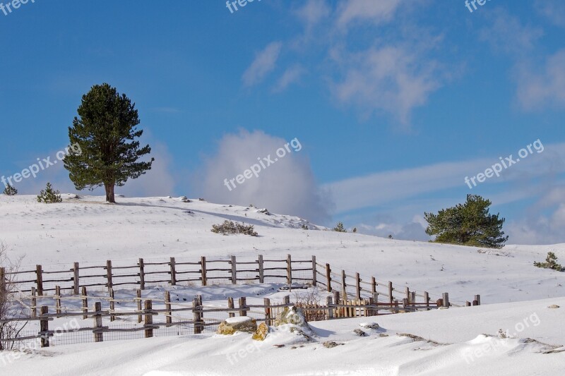 Campotosto L'aquila Snow Winter Landscape Abruzzo