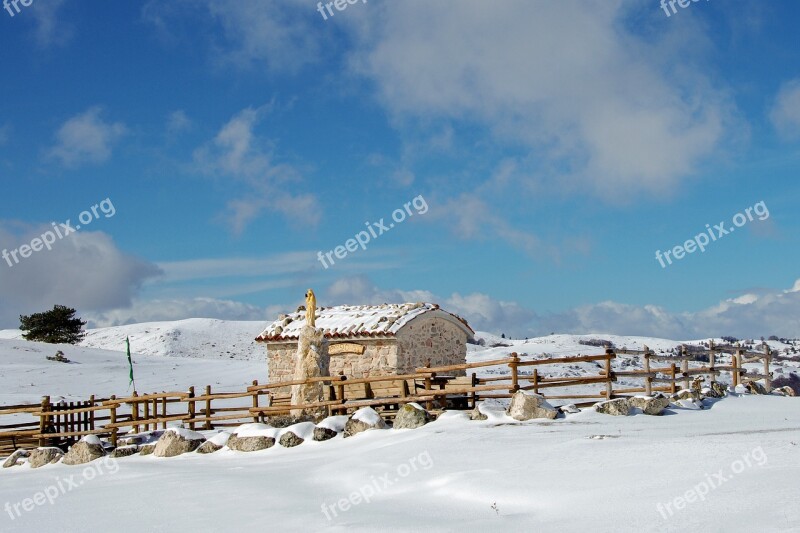 Campotosto L'aquila Snow Winter Landscape Abruzzo