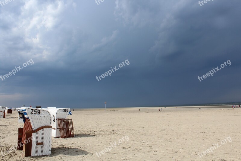 Beach Beach Chair Sand Clouds Thunderstorm